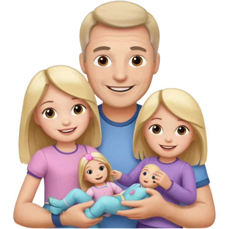 father and daughter playing with dolls emoji