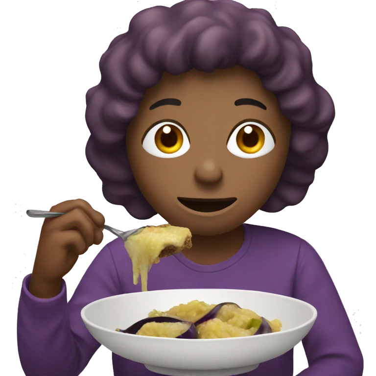Person eating en eggplant emoji