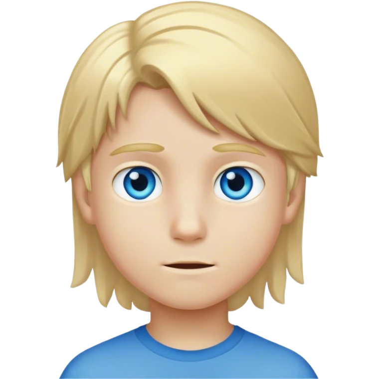 9 year old boy, medium long blond hair, blue eyes, white skin, emoji