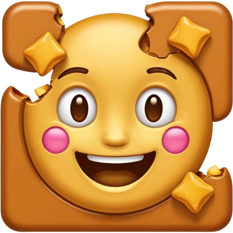 rapadura, doce cearense, emoji style, bar with broken pieces, golden color, smiling expression, fun look emoji