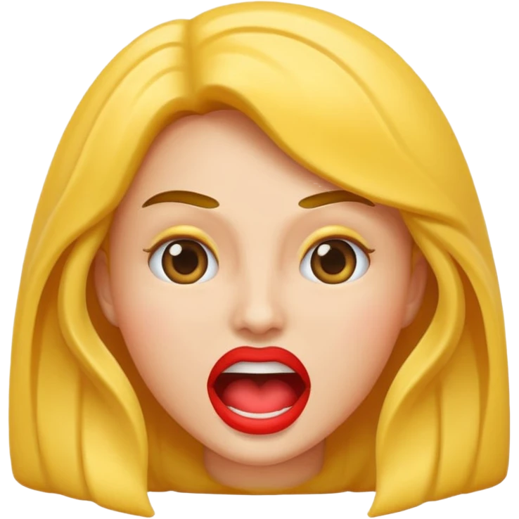 plastic woman with big mounth emoji