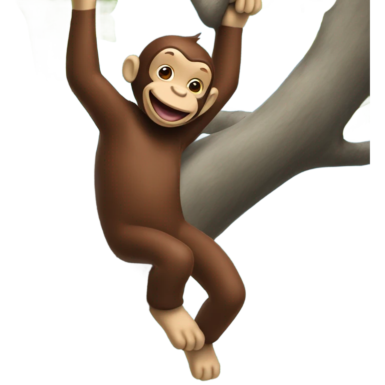 Curious George swinging from tree emoji
