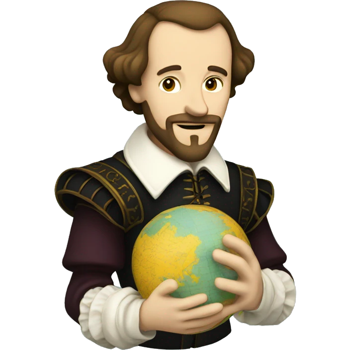 Shakespeare holds a globe in his hands emoji
