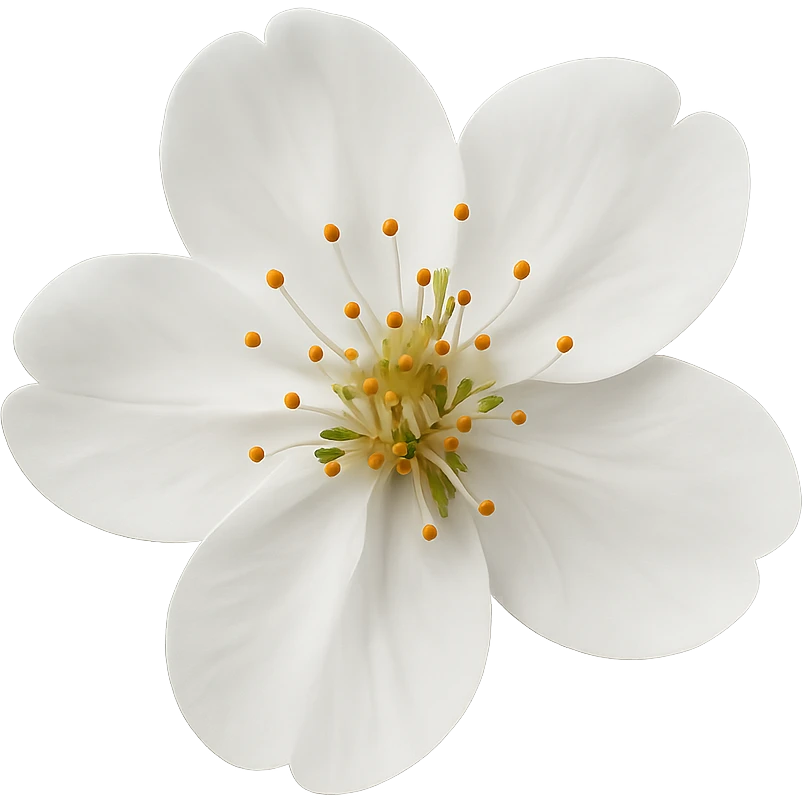show  one white cherry blossom, remove background emoji