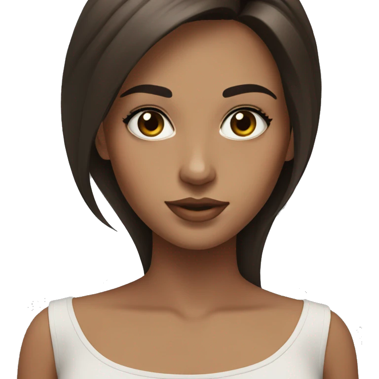 Brunette girl straight hair with hazel eyes, lashes emoji