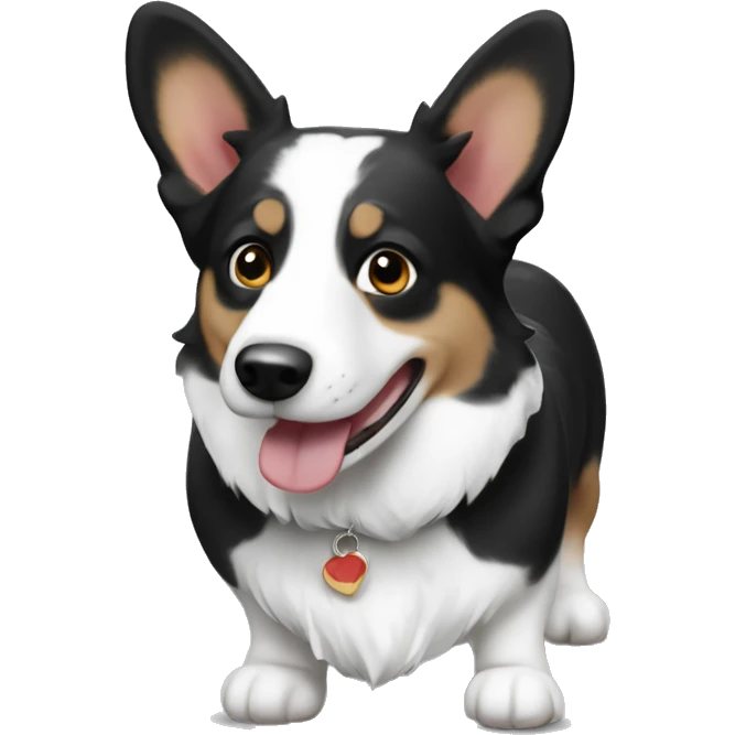 black and white welsh cardigan corgi emoji
