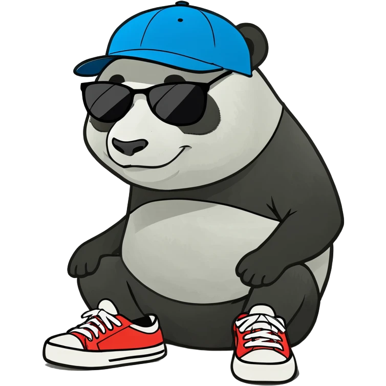 panda with sneakers on with a backwards cap and sunglasses  emoji