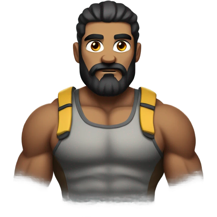 Swole gamer with black beard emoji