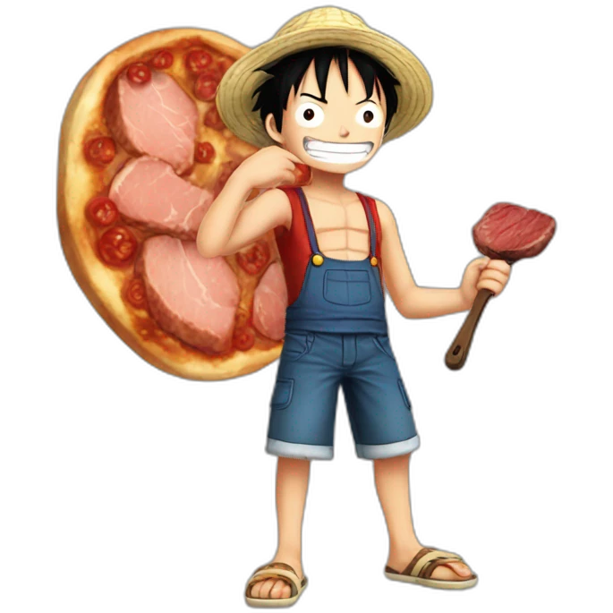 Luffy realiste eat steak emoji