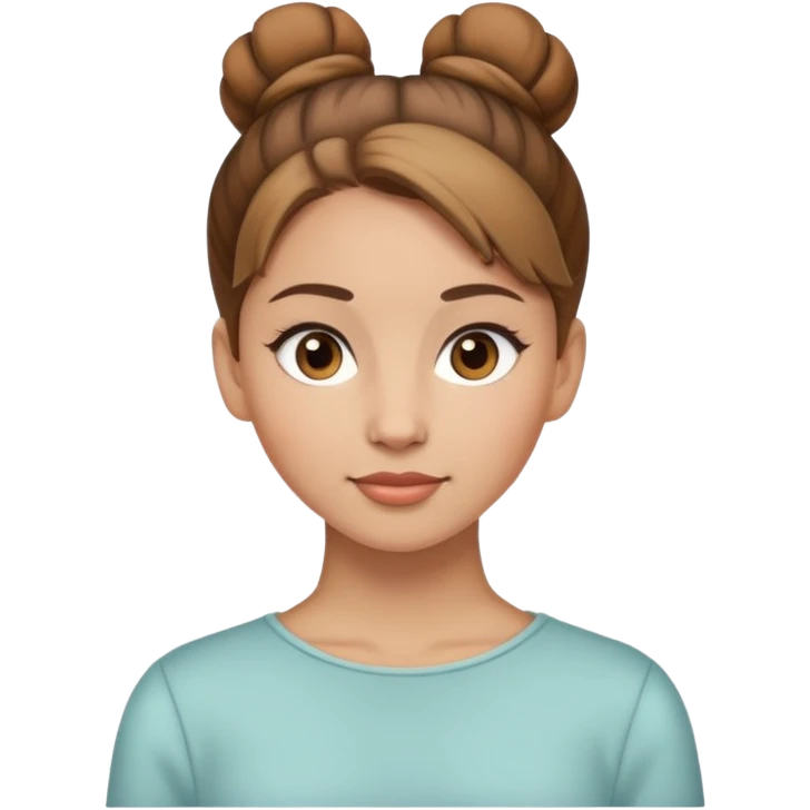 Light brown hair, light brown eyed female cutie that always wears her hair in a bun on the top of her head  emoji