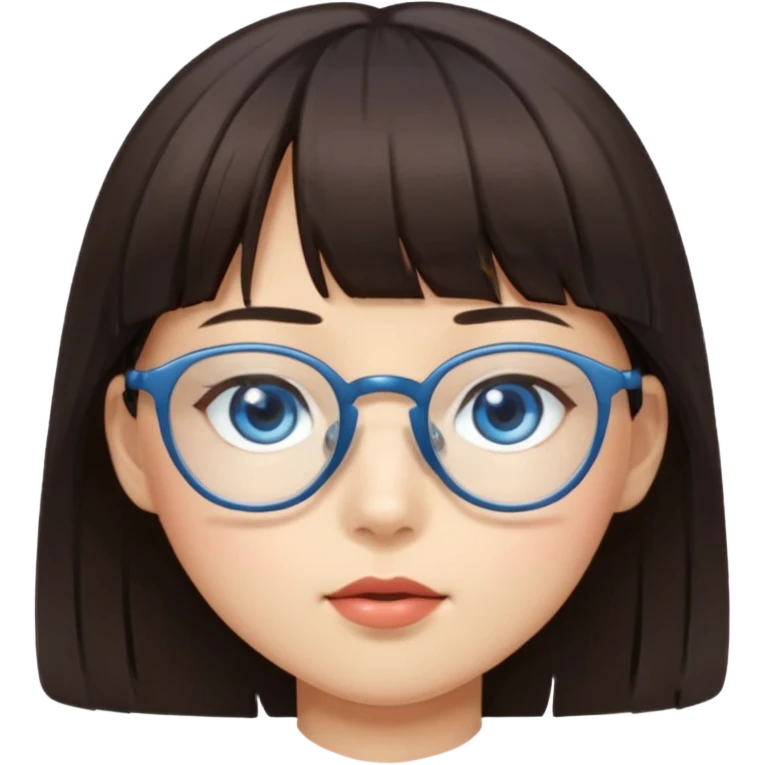 Asian girl with bangs and glasses with brunette blue eyed boy emoji