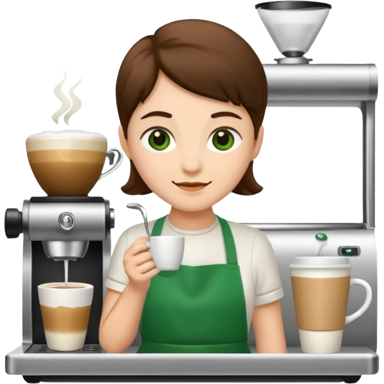 Barista + green apron + latte cup emoji