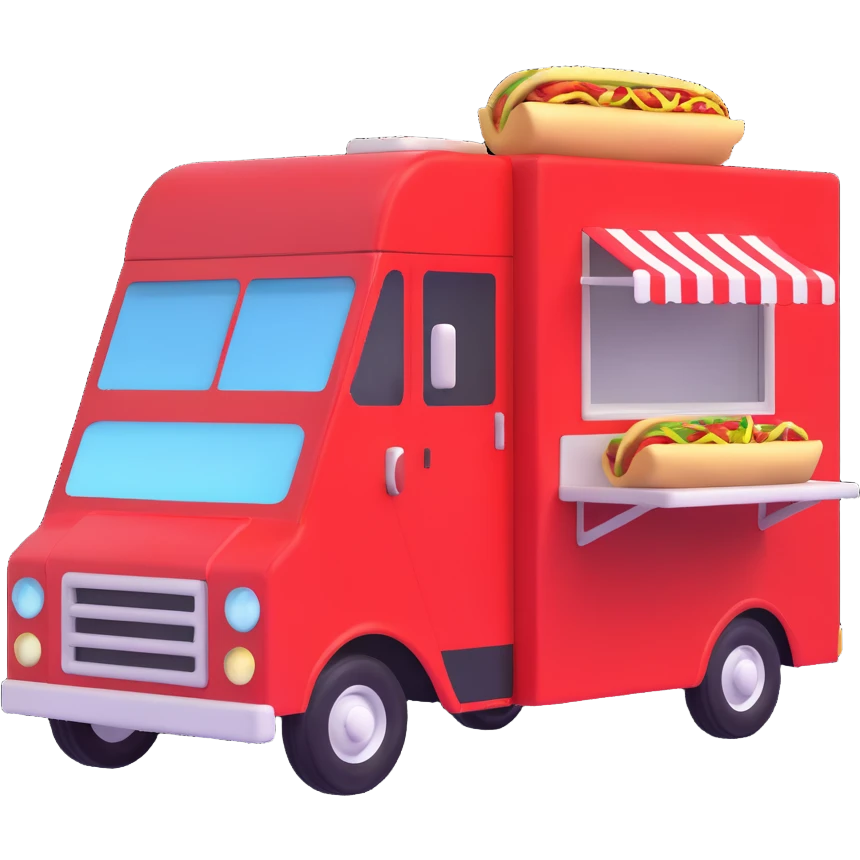 generate me a 3D red truck shawarma food truck emoji