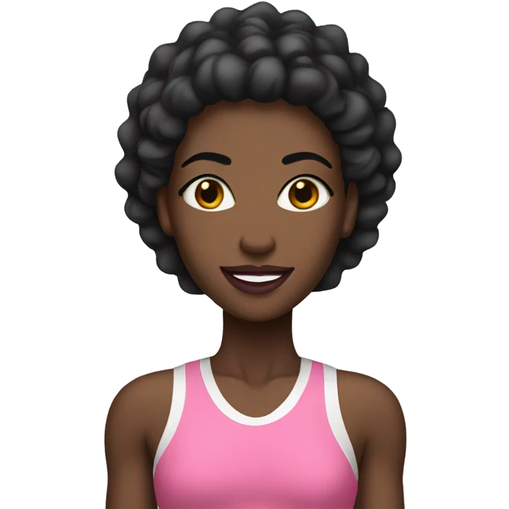 A tall female black athlete with pink lipstick. emoji