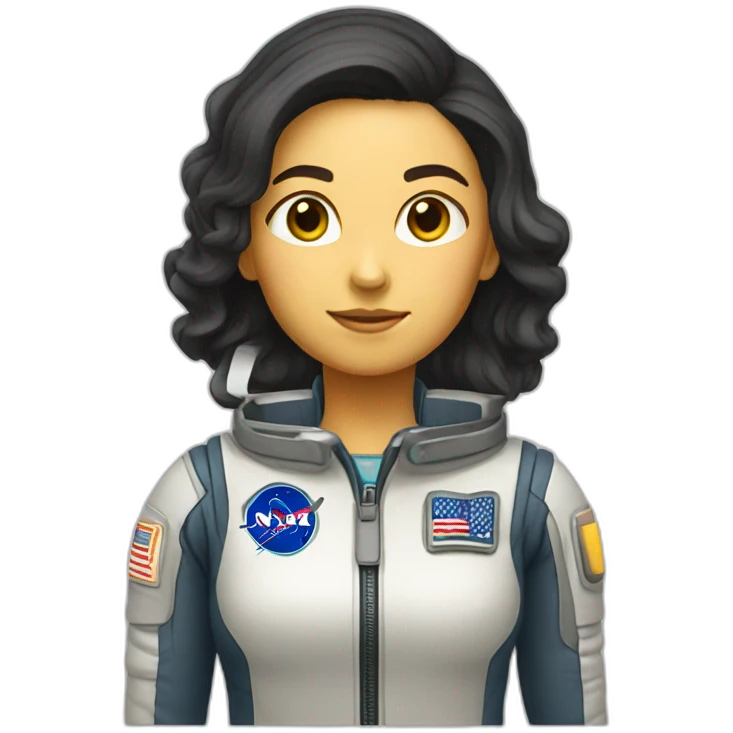  space explorer: female straigth dark hair, full body emoji