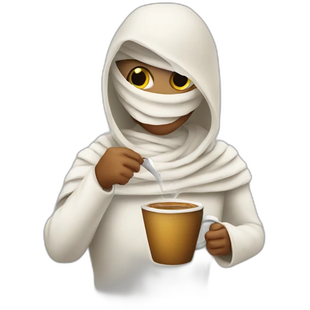 a mummy holding coffee emoji