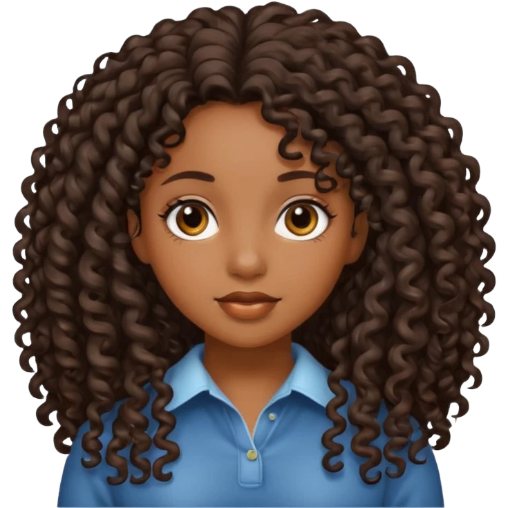 Blacgirl with long curly hair emoji