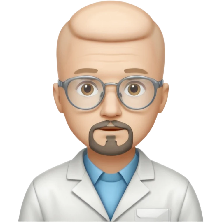 Make a person in a scientist's suit, hairless, with glasses and a goatee. emoji