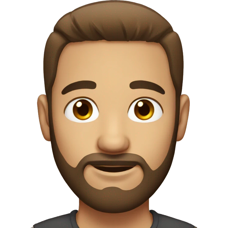 short haired guy with brown eyes and brown beard emoji