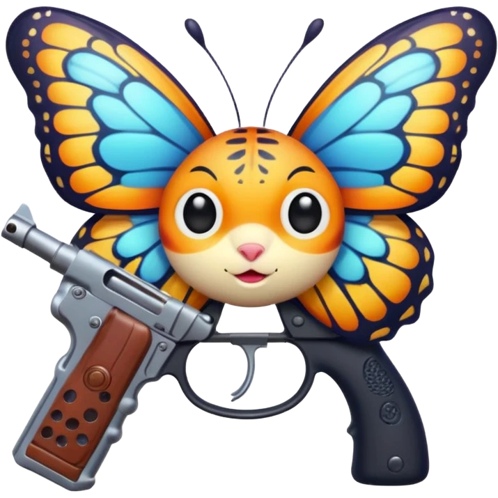 cute butterfly holding a gun emoji