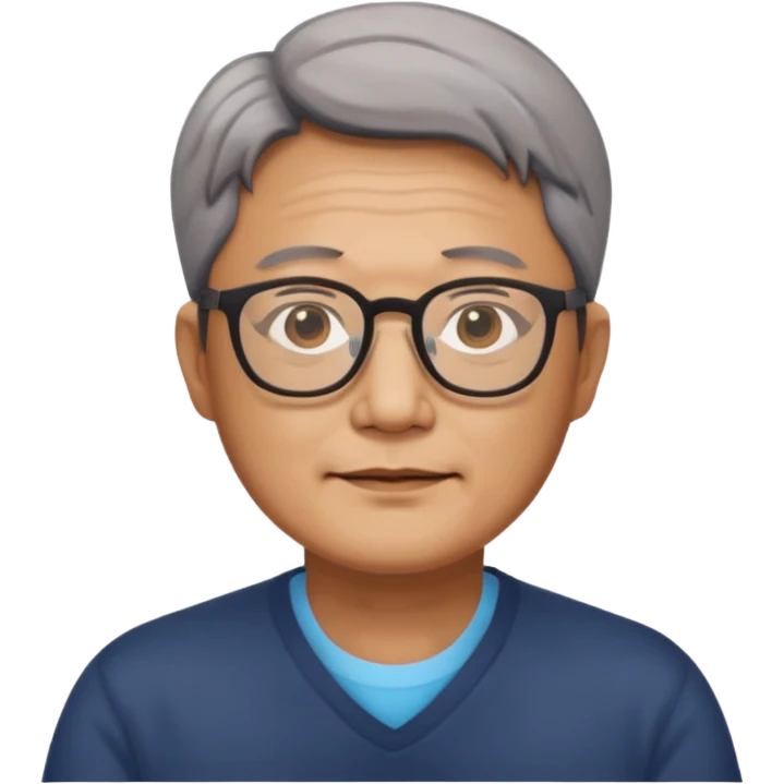 안경을 낀 50대 표준 체격의 한국인 남성 emoji