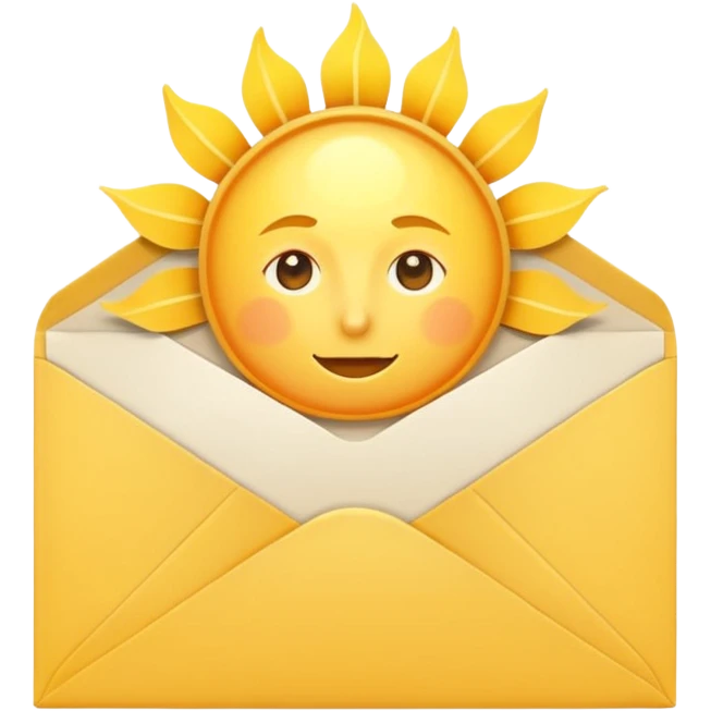 an envelope with a paper and sun emoji