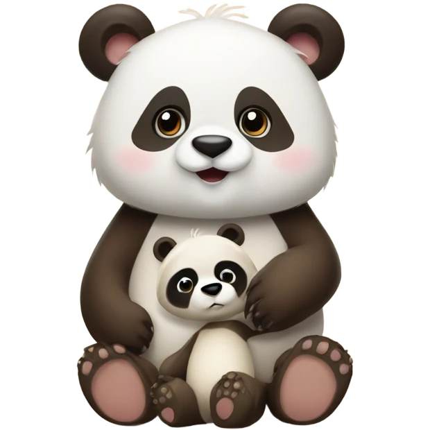 baby panda with big hands with brown bear  emoji