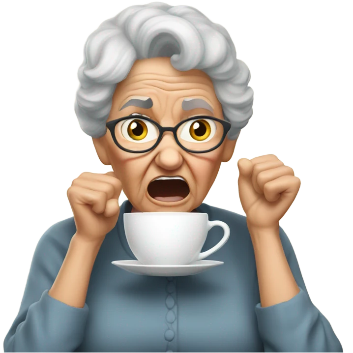 angry grandma can't hear cup her hand to her ear emoji