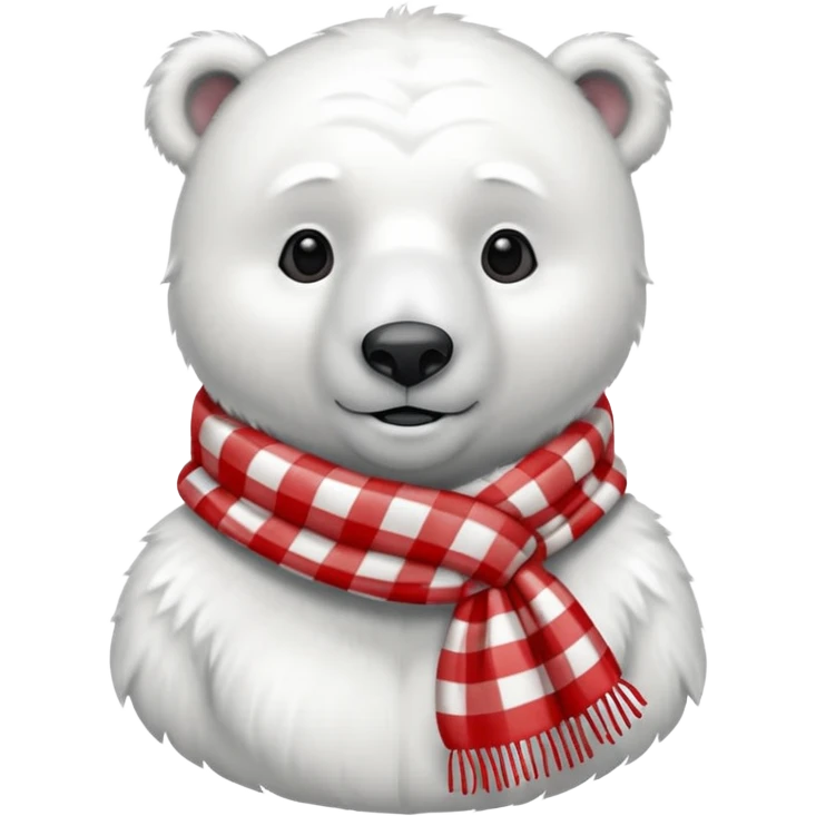 polar bear wearing a red and white checkered scarf emoji