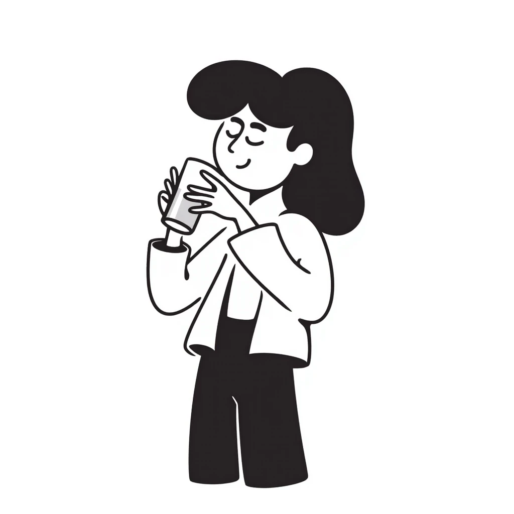 Hand drawn person drinking water from a glass emoji