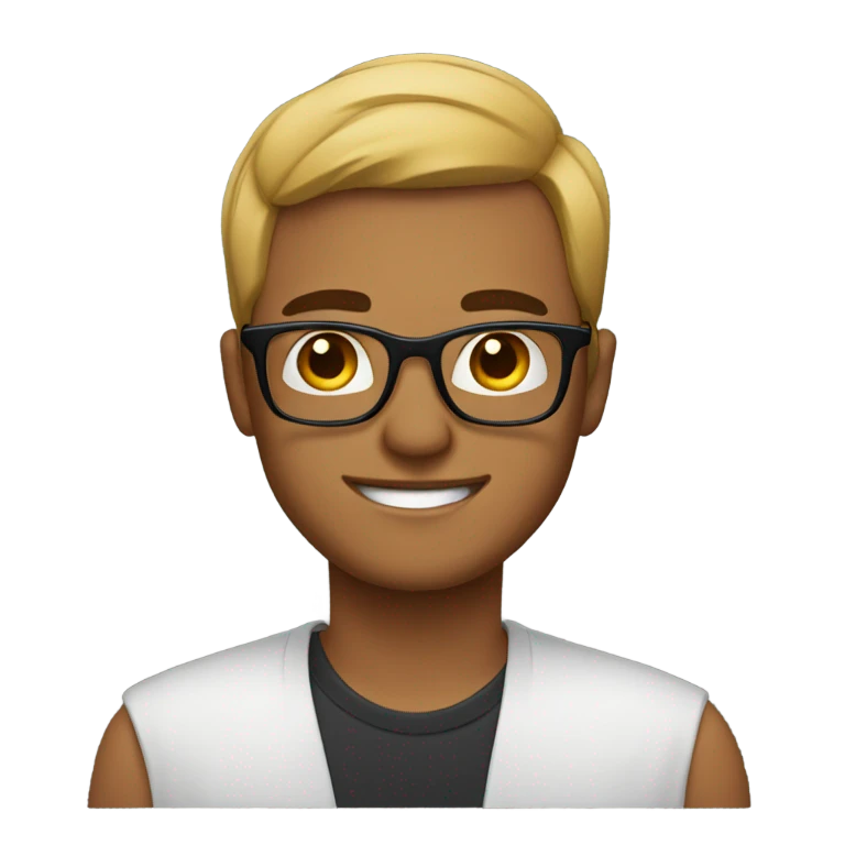 28 years old man with black glasse emoji