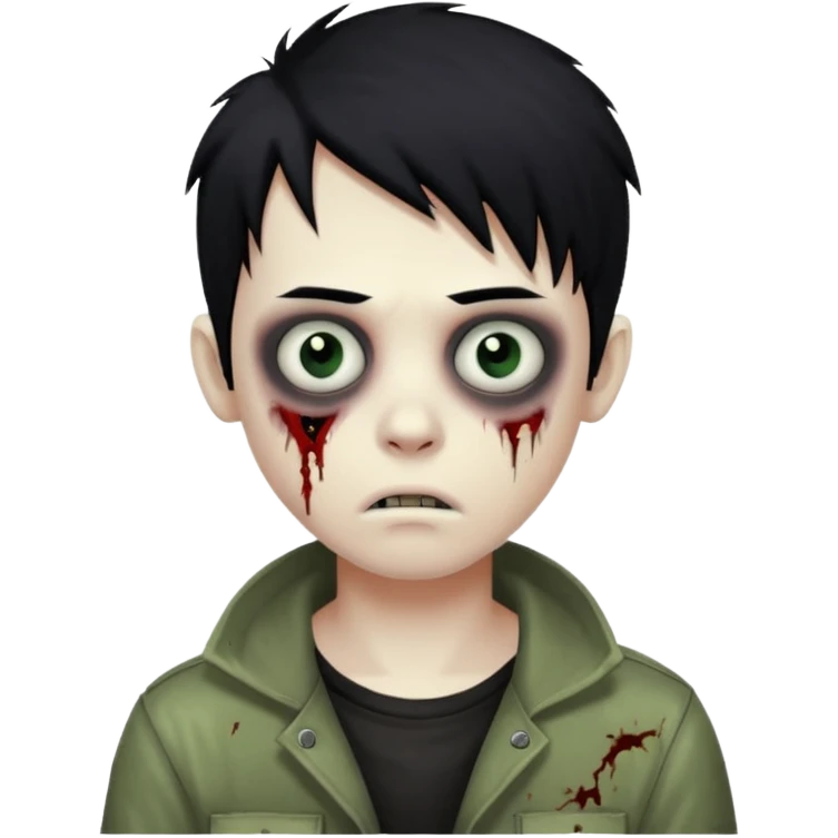 boy zombie with black hair emo emoji
