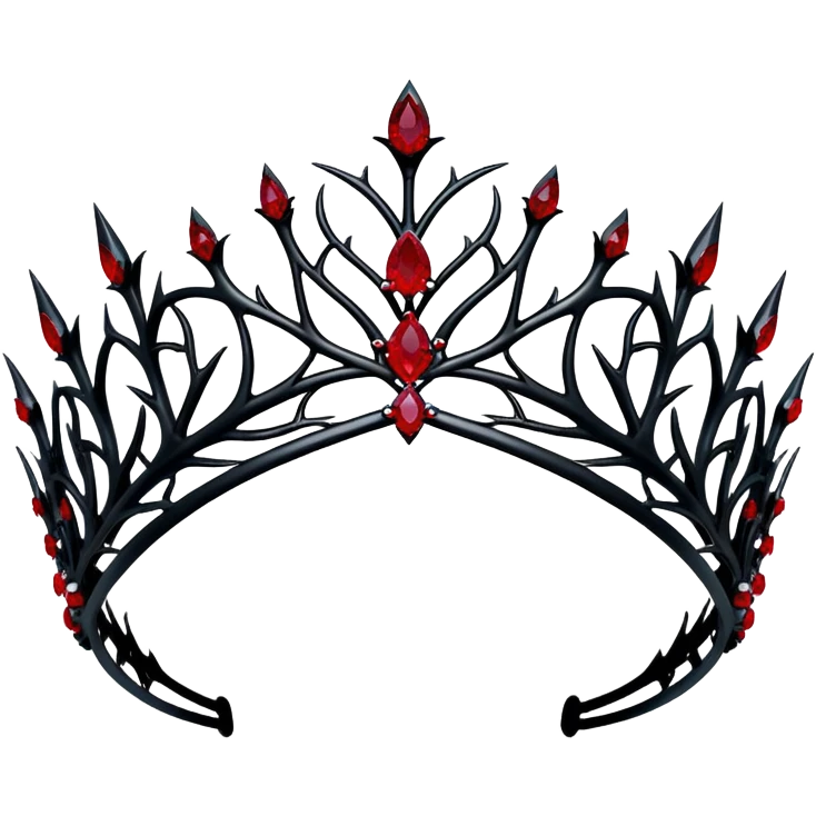 Black Gothic thorn tiara with ruby jewels  emoji