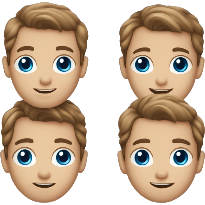 Triplets boys , young adults with brown hair and blue eyes emoji