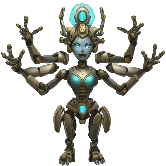 a robot with multiple arms as kali godess emoji