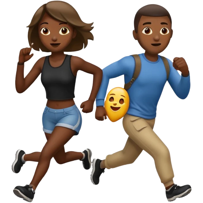A black robber with girl over shoulder while running as a emoji emoji