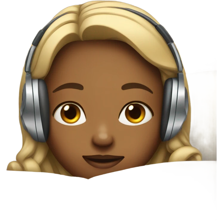 girl with earphones on bed emoji