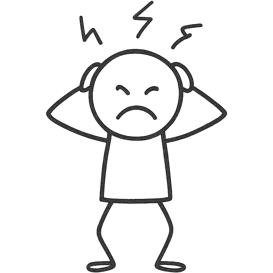 stick figure with hands on head, showing frustration emoji