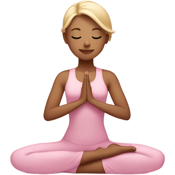 blonde yoga girl light pink clothes n emoji