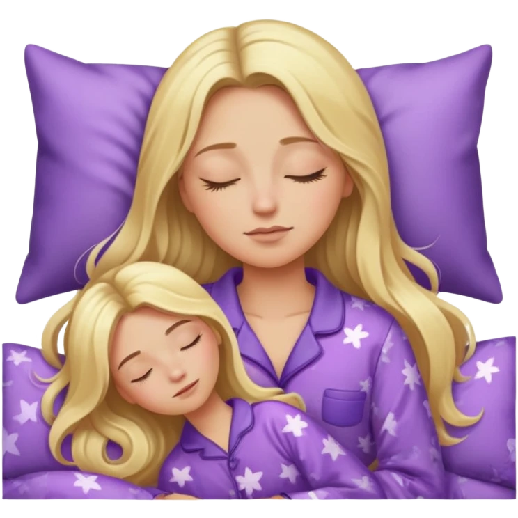 Long blonde hair woman sleeping in purple pajamas  emoji