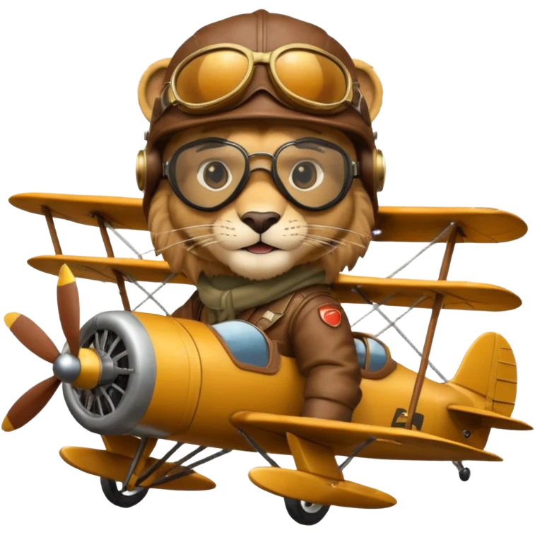 lion pilot riding plane emoji