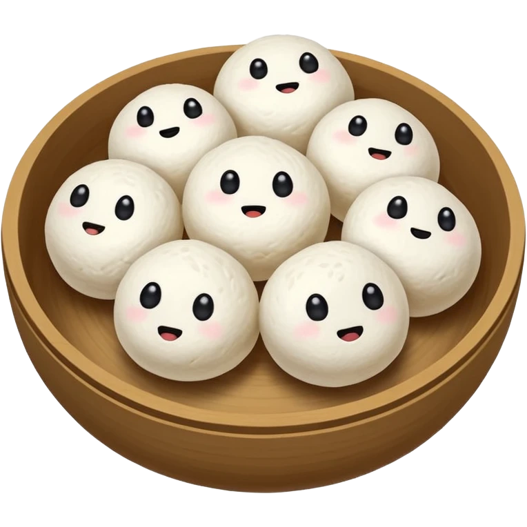 black sesame seeds inside center of each small glutinous rice flour balls white emoji