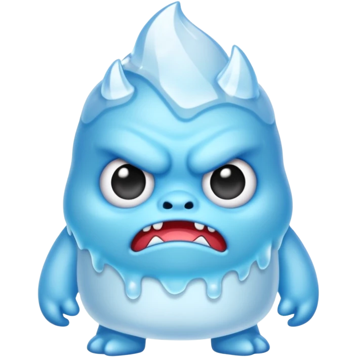 a cute grumpy chibi monster made of ice emoji