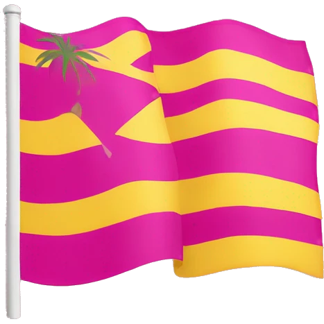 floptropica flag with a pink background and yellow stripes emoji