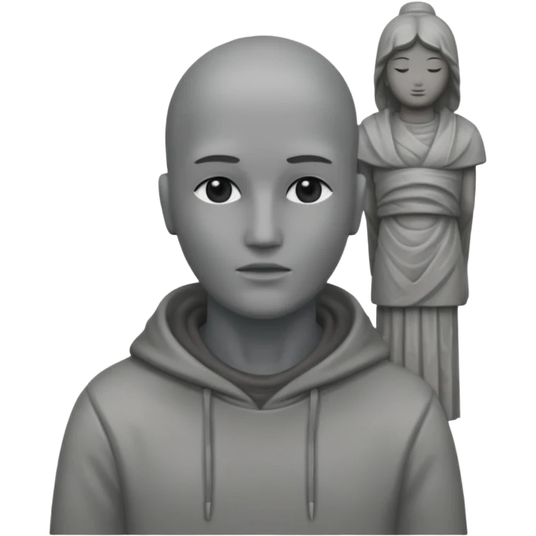 Una persona con la cabeza. De 🗿 pero sin rostro y con la ropa gris emoji