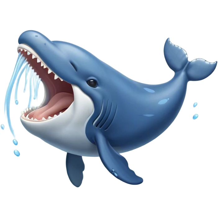 Cinematic Cute Yawning Humpback Whale Portrait Emoji, Head tilted slightly with a dramatic, wide-open yawn, showcasing a massive yet gentle blue-gray body with gently rippling baleen plates and sleepy, half-closed eyes, Simplified yet irresistibly adorable features, highly detailed, glowing with a soft, cozy marine glow, high shine, relaxed yet expressive, stylized with a dash of whimsical deep-sea charm, soft glowing outline, capturing the essence of a drowsy yet affectionate humpback whale that appears ready to drift into a deep-sea slumber! emoji