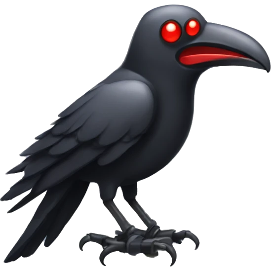 Mechanical crow with red eyes emoji
