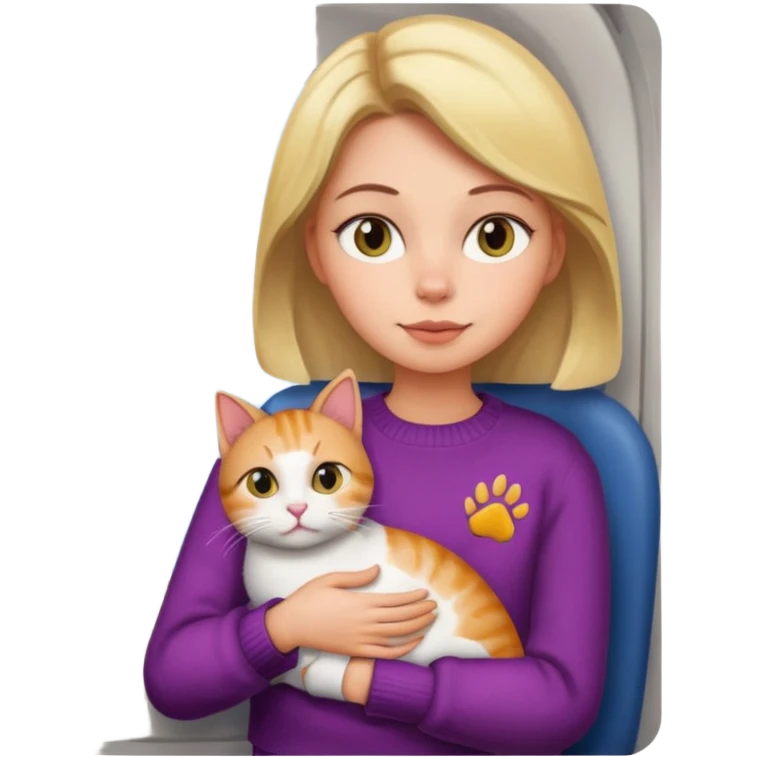 woman looking out airplane window holding a cat emoji emoji