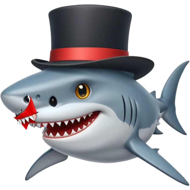 Shark with a top hat emoji