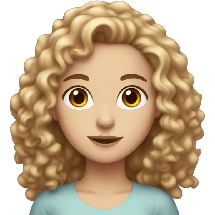 White girl with light brown curly hair and brown eyes  emoji
